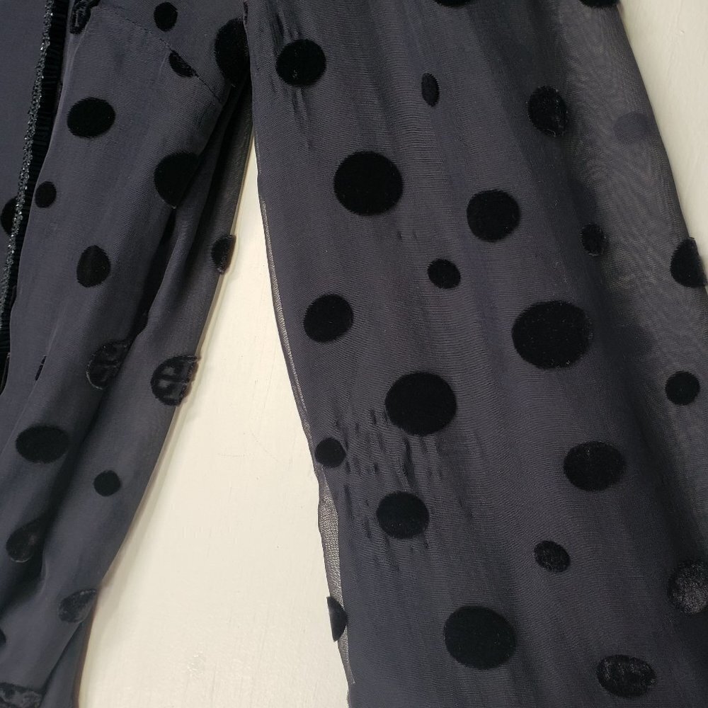 Tory Burch Angela Beaded Velvet Dot Sheer Blouse Long Sleeve Lined 8 - FLAWED - Picture 9 of 16